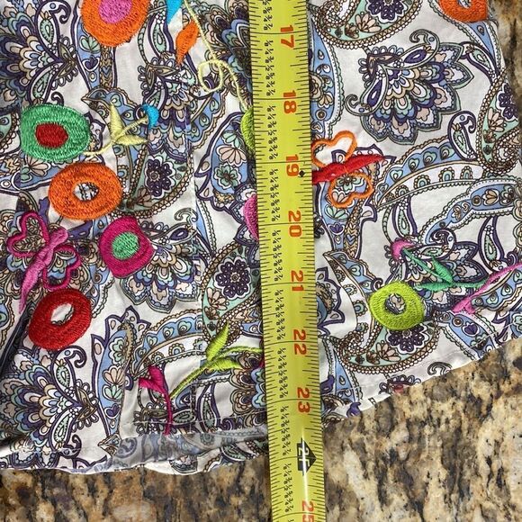 Pong Poco LTD Embroidered Cotton Floral Paisley Long Sleeve Shirt Top Size M - Picture 7 of 7